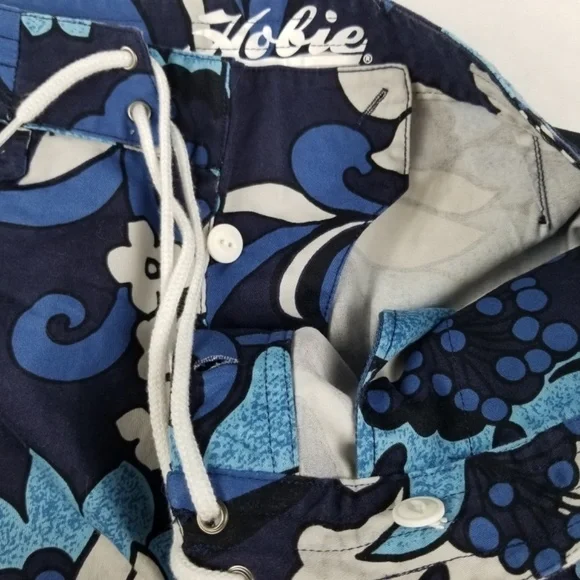 HOBIE BY HURLEY-  Men’s Size 32 Hybrid COTTON WALK/BOARD SHORTS- Floral Blue - Picture 8 of 14